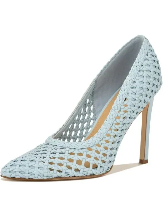 Women's Light Blue Pointed Toe Footbed Tatiana Pump Casual Covered Heel Shoes