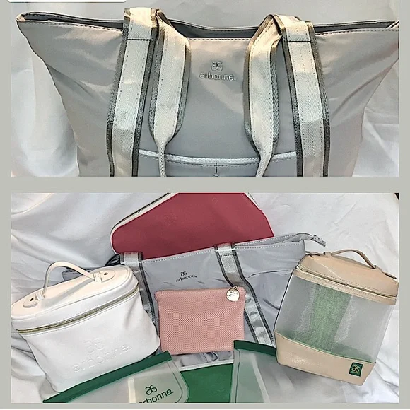 Lot of Arbonne Makeup Bags, reusable sandwich bags, Large Tote Bag!