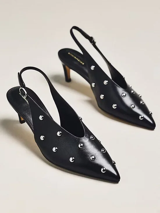 By Anthropologie Pointed-Toe Slingback Pumps size 6 black color
