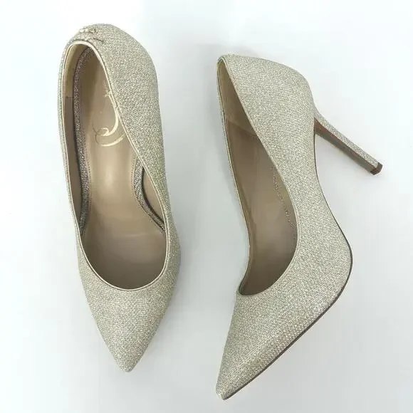 Sam Edelman Hazel Gold Glitter Formal Party Cocktail Pointed Toe Heels Pumps 7W
