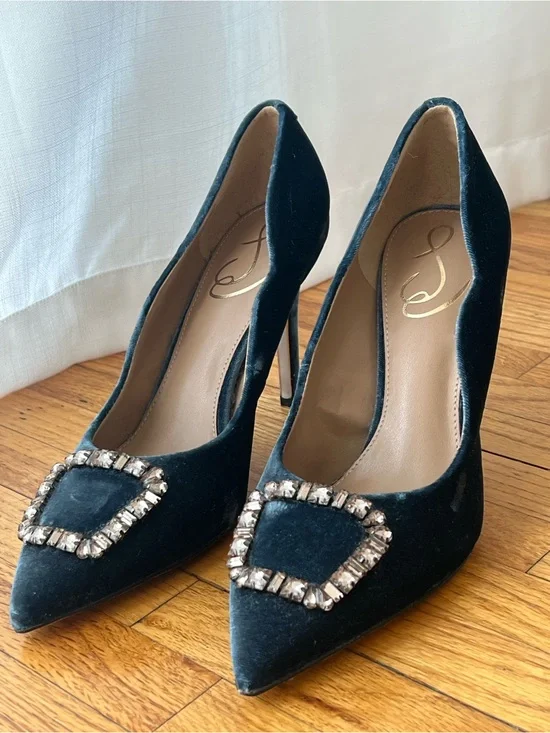 Sam Edelman Harriett Velvet Sapphire Blue Pump