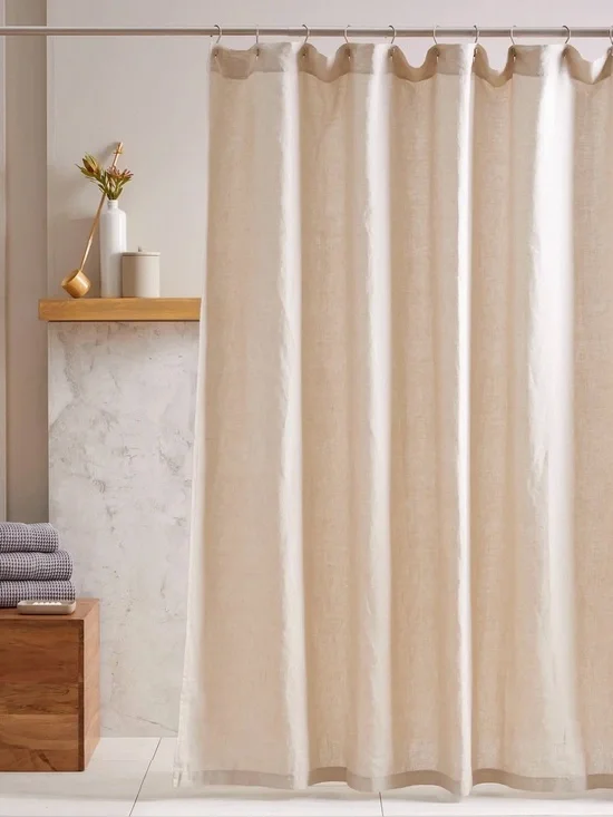 NWOT Quince European Linen Shower Curtain, 72 X 72 (Beige)