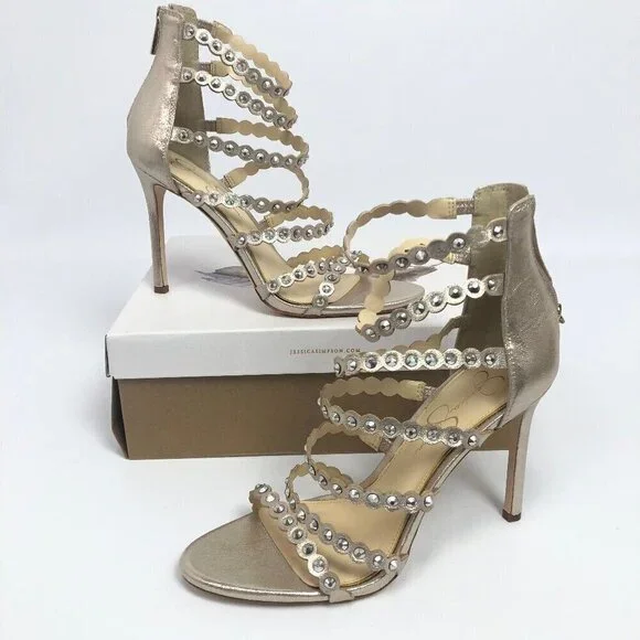 Jessica Simpson Womens Jezalynn Dress Sandals Gilded Gold 9.5M