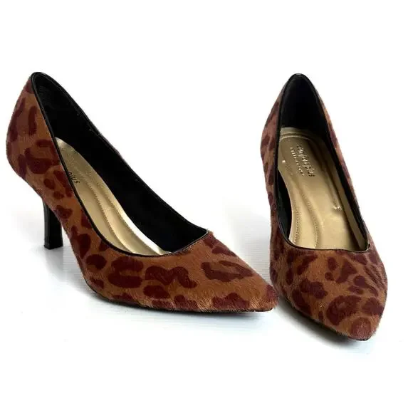 Faux Fur Leopard Spots Animal Pumps Comfort Plus Predictions Heels Women's 8.5