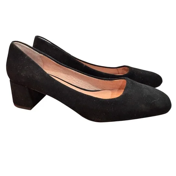 J Jill Black Suede Block Heel Pumps Shoes Women‎ 7.5 classic elegant square toe