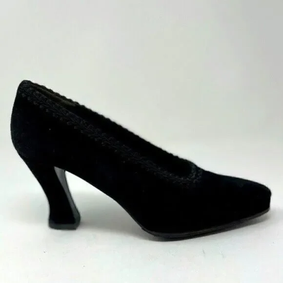 Karl Lagerfield 1980's Victorian style vintage heels black suede 6.5B BoxI
