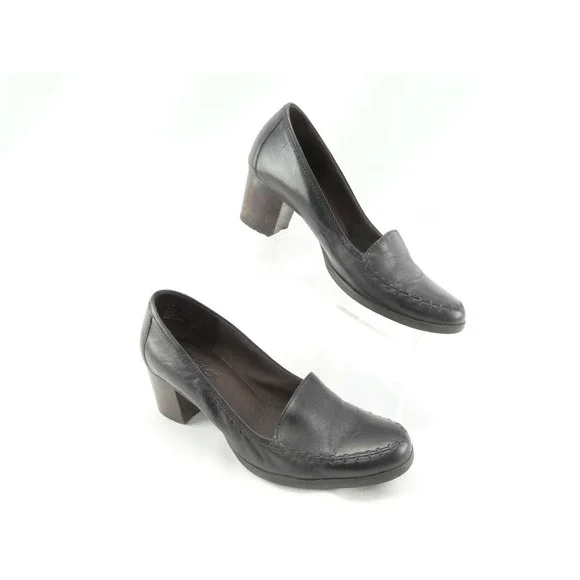 TIMBERLAND‎ REXI WOMEN'S SIZE 8.5 BLACK LEATHER LOAFER HEELS 64386
