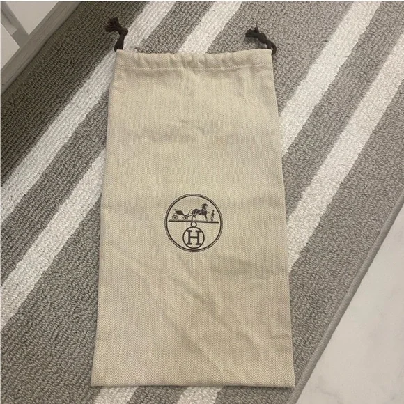 Hermes Beige Canvas Drawstring Dust Bag with Logo