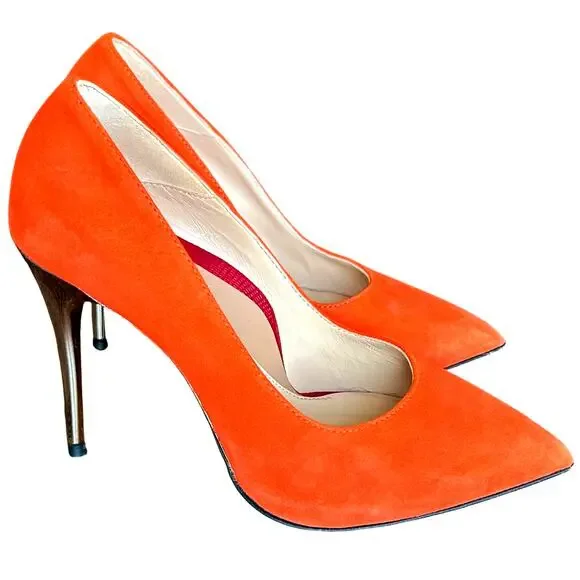 Enrico Cuini Farah Tangerine Suede‎ ALIA Pumps Size 35.5 C