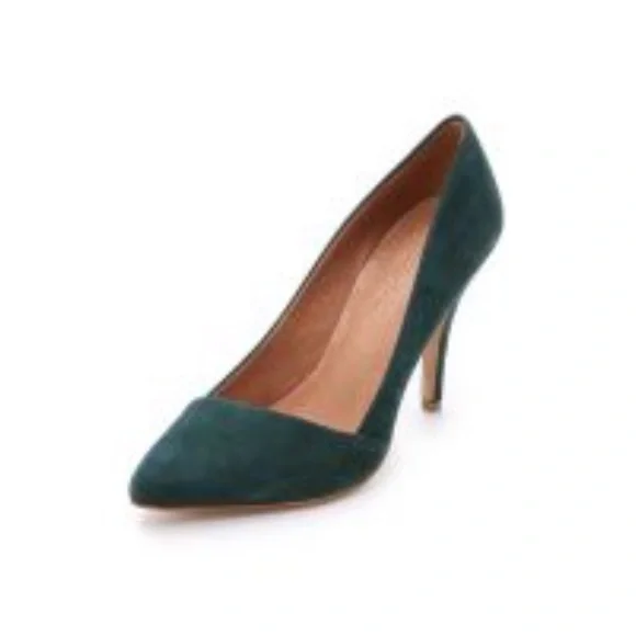Madewell The Mira‎ Suede Point Toe Heels in Green Size 6