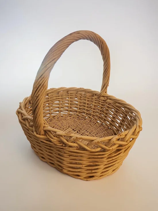 Woven Rattan Basket Handled Basket - Painted White 24 X 26 X 23H