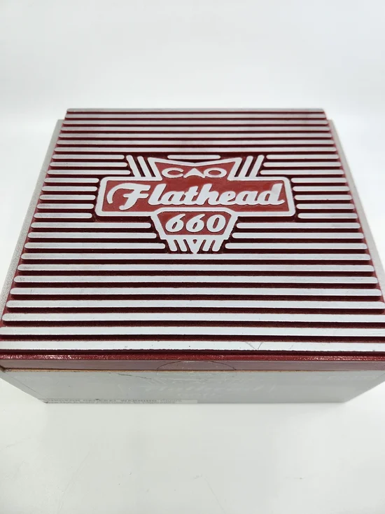 Flathead 660 Decorative Wood Cigar Box in Burgundy and Silver