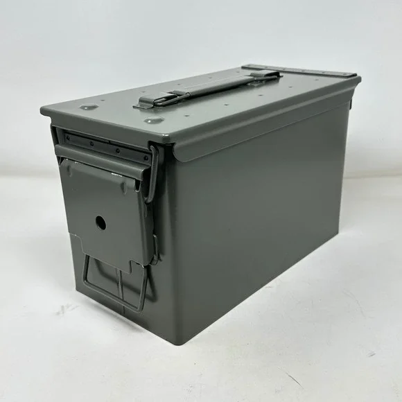 Military Style Steel Ammo Can 50 Caliber Olive Drab Green Storage Box Utility