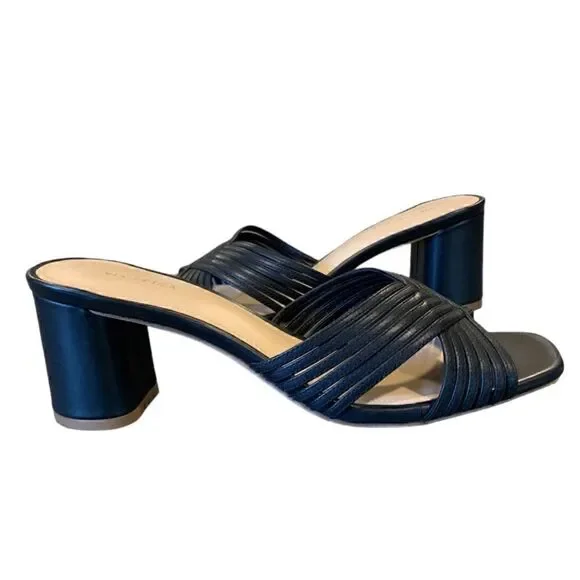 Via Spiga Rafaela Black Leather Mule Sandals