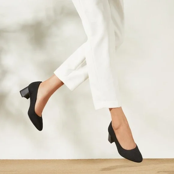 VIVAIA Block Heel Pumps Comfortable Knit Dress Shoes black Size EU/38.5 US/7.5‎