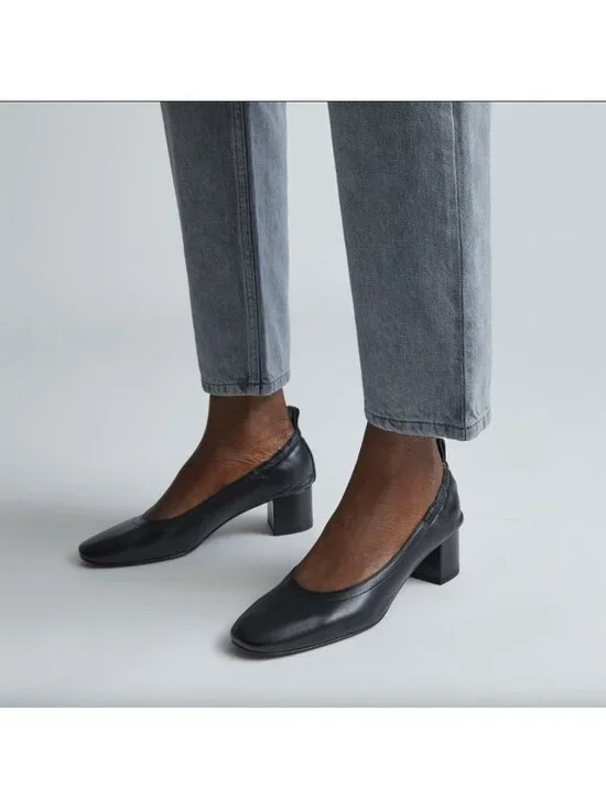 Everlane Women's Black The Italian Leather Day Heel Sz 5.5