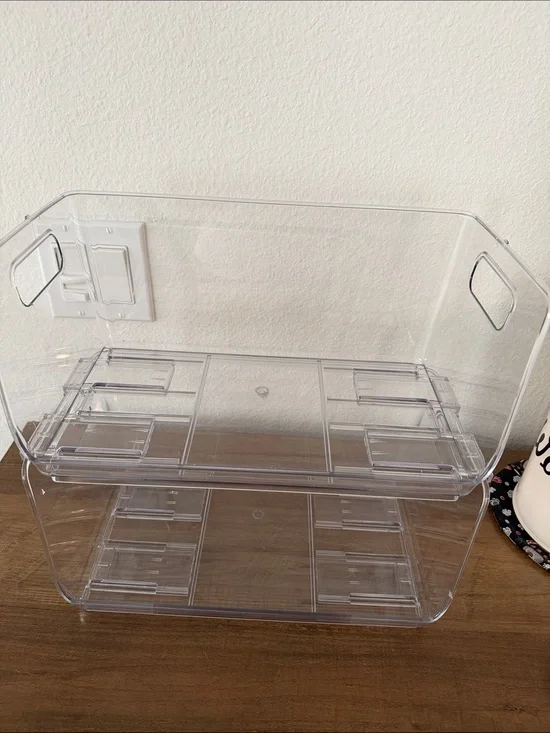 Clear Stackable Home Storage Bin - Transparent Organizer set of 2