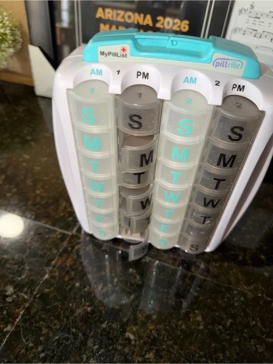pillrite MyPillList Monthly Pill Organizer - Teal & White