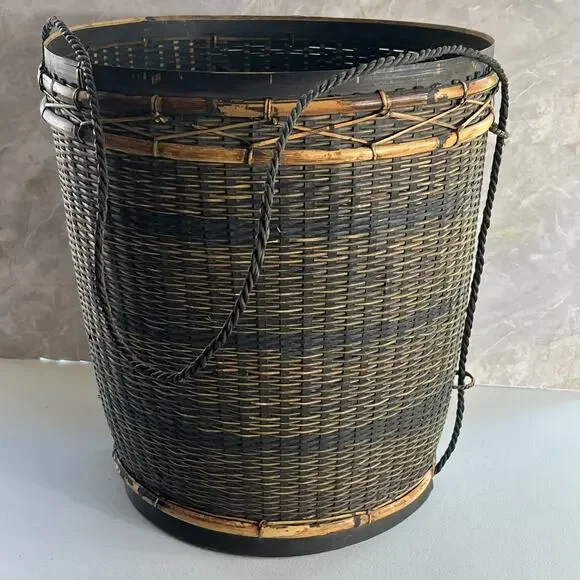 Vintage Thai Handicraft Tea Leaf Storage Basket Brown Backpack 16