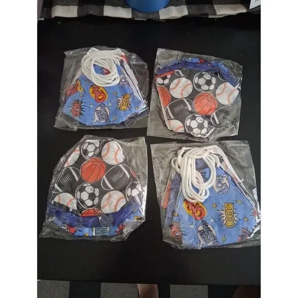 12 Boys Kids Face Mask 3 Designs Brand New Sports Super Hero's Balls NWT