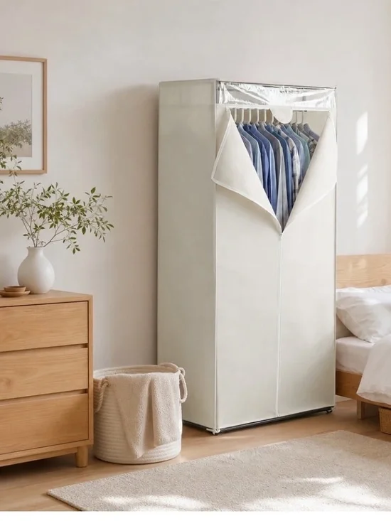 Mainstays white breathable fabric cover portable zippered clothes closet organiz
