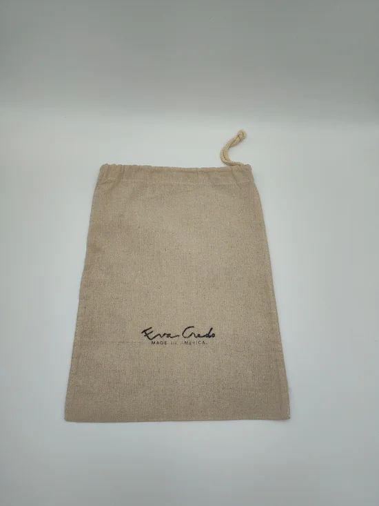 EVA CREDO Made in America Linen Drawstring Dust Bag Beige Storage Pouch EUC