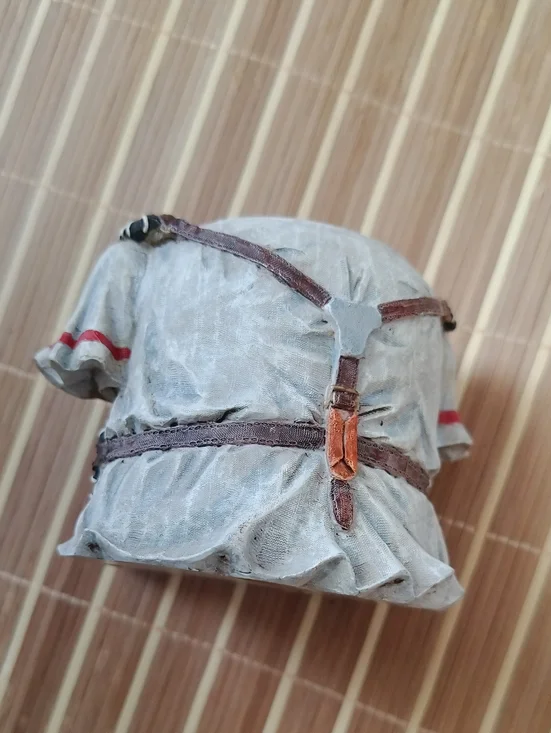 Light Gray Ruffled Cotton Dress with Brown Strap Details Storage Container