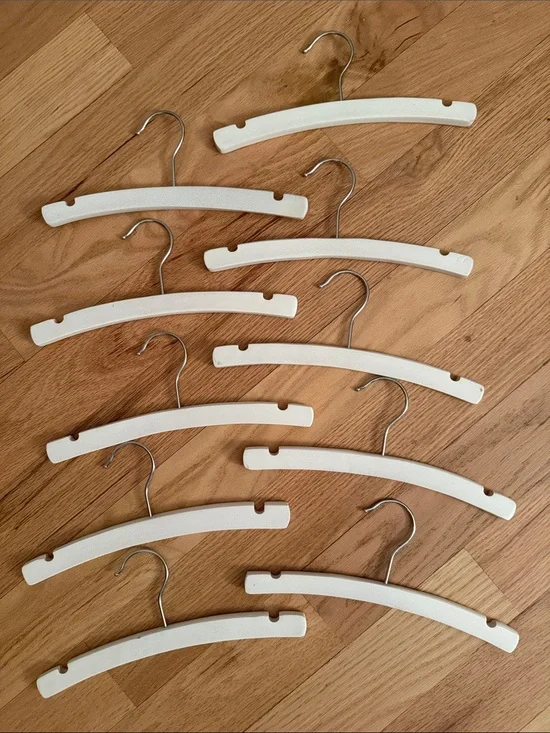 10 White Wood Kids Closet Hangers- set of 10 hangers!