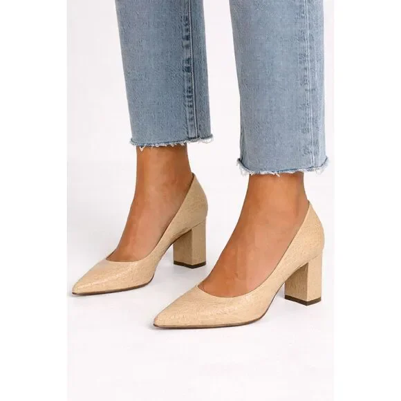 MARC FISHER LTD Zala Snake Print Pointed Toe‎ Heel Beige Sz 9