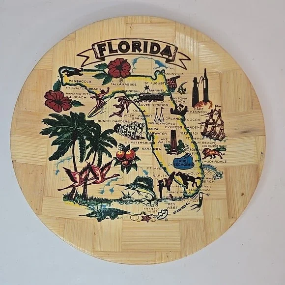 Vintage Florida Landmark‎ Bambo Tray STORAGE UNIT