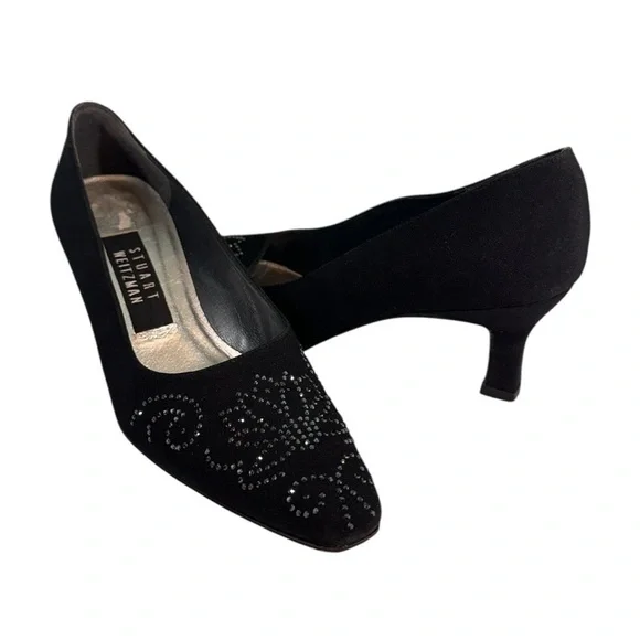 Stuart Weitzman Black Heels with Sparkling Details