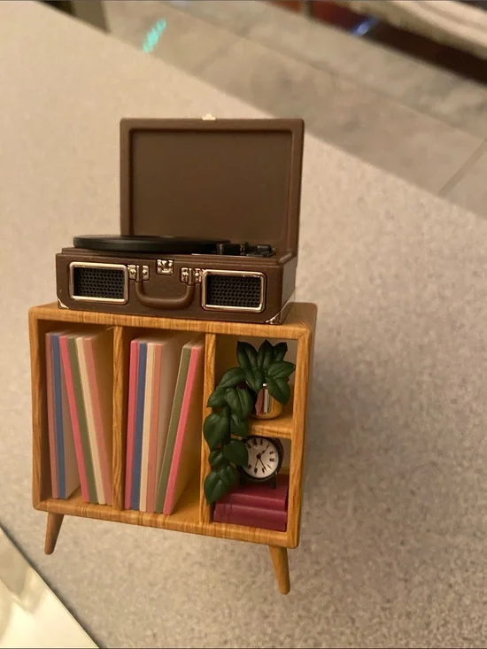 Miniature Wooden Bookcase Organizer in Brown light up wallflower