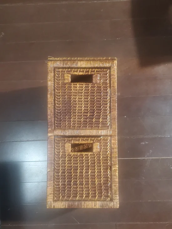 Source Unknown Brown Woven Rattan 2-Drawer Storage Organizer
