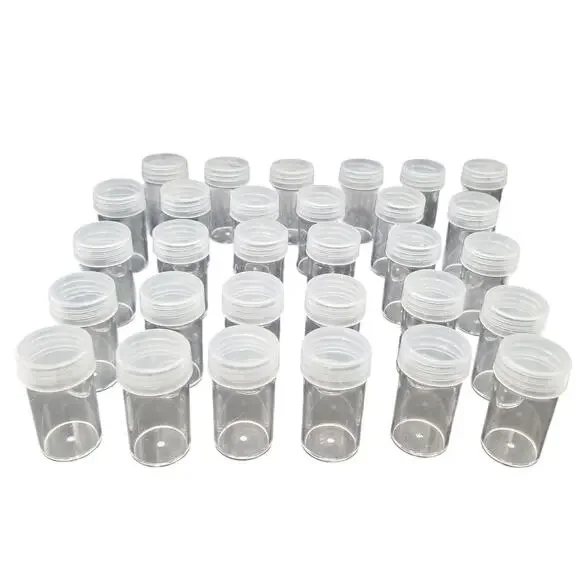 30 Bottle JARS Plastic Container Craft Organizing Hobby Pill Clear Screw lids 2