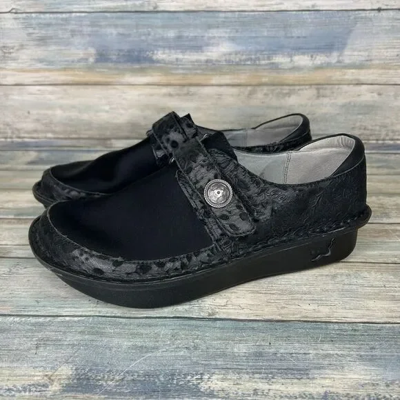 Alegria Womens Size 37 Dream Fit Black Leather Neoprene Dena DEN-435 Shoes‎