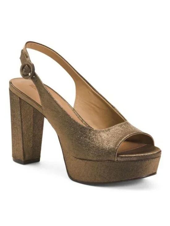 BERNARDO Made In Brazil Vega Peep Toe Platform Slingback Heeled Sandals