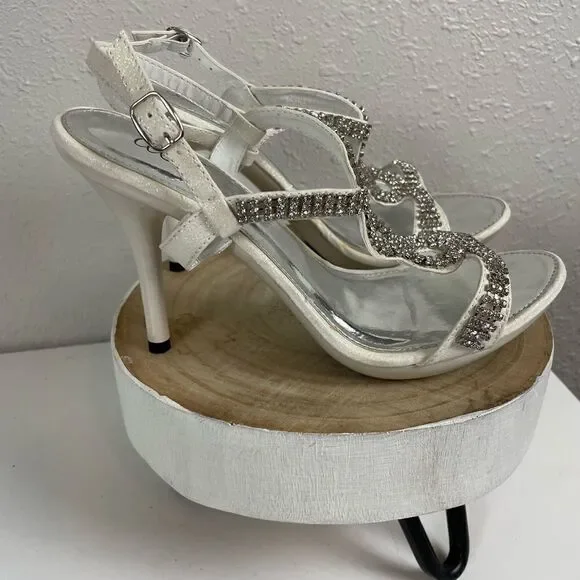 NIB Deb Bedazzled Rhinestone Strappy Heels Size 8