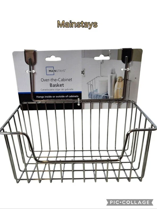 Mainstays rack chrome storage/organization over door hanging basket nwt's