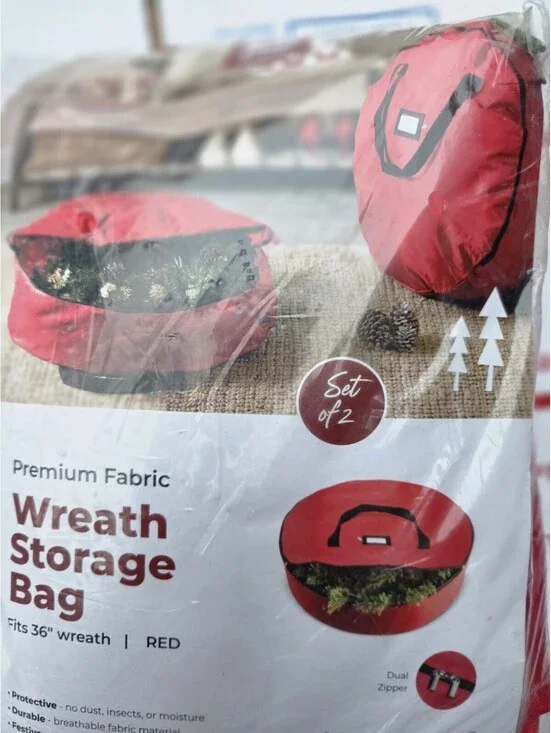 2 Red Wreath  storage Bag 36in