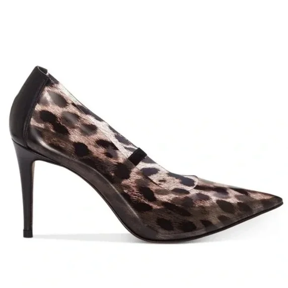 NWOT Vince Camuto Anessta Pump Animal print Leopard Pointed High Heels Clear 7.5