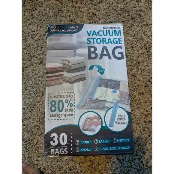 Cozy Essentials Vacuum Storage Bag 30 Pack Combo with Hand Pump CZ-30 SpaceSaver