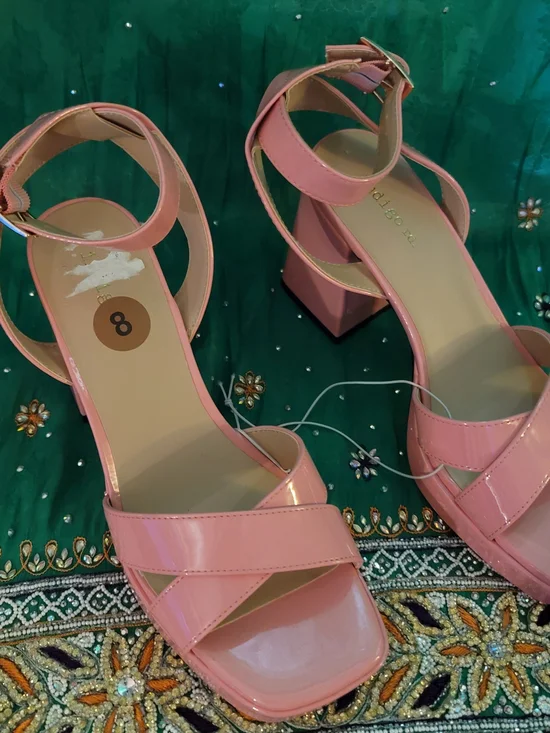 Women’s Pink Patent Block Heel Sandals