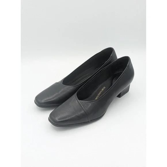 Worthington Block Heel Pumps Size 8.5 Black Square Toe Professional Office Shoes