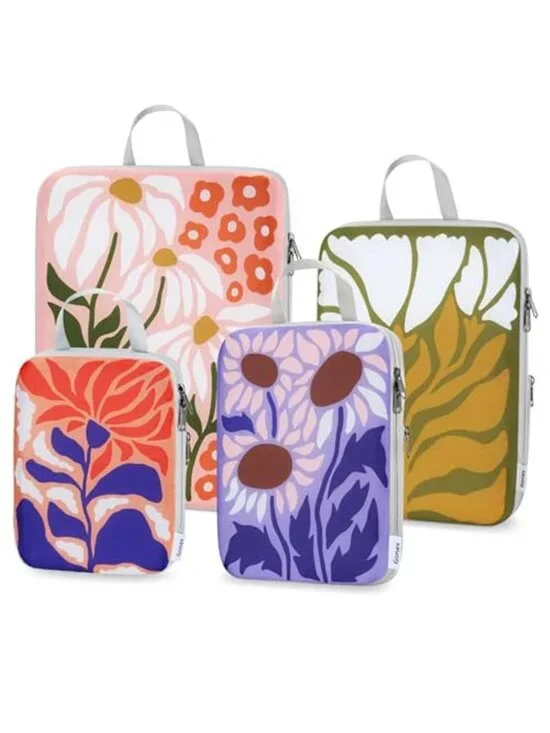 Compression Packing Cubes Travel Organizer Luggage Storage Bags 4 Piece Set