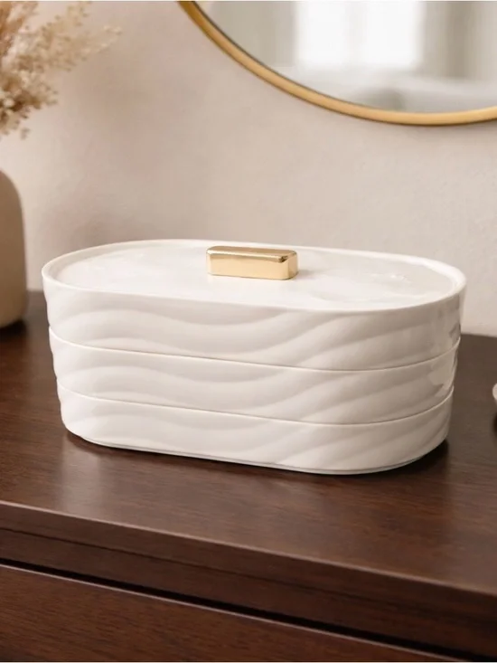 Cream color stackable plastic organizer