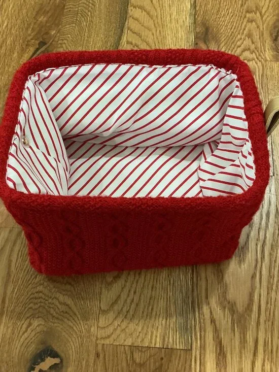 Threshold Holiday Rectangle Basket Knit Red 10