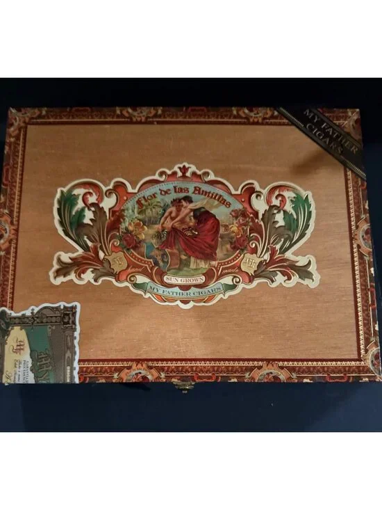 Flor De Las Antillas My Father Cigars Wooden Cigar Box With Hinged Lid
