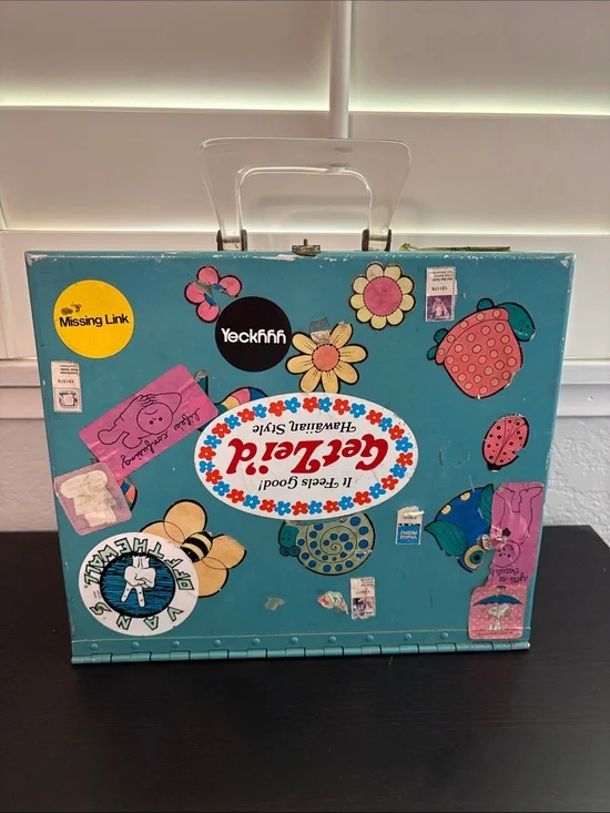 Vintage Metal Storage Box Stickers Clear Handle