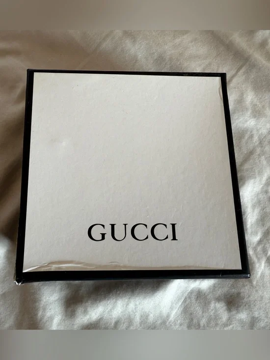 Gucci Gift Storage Belt Box 5.5” X 5.5” X2.5” Black Cream Empty Presentation Box