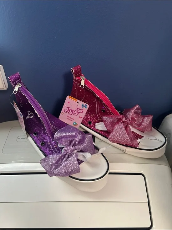 Nickelodeon JoJo Siwa Sneaker Purple/Pink  Pencil Case lot (2) NWT